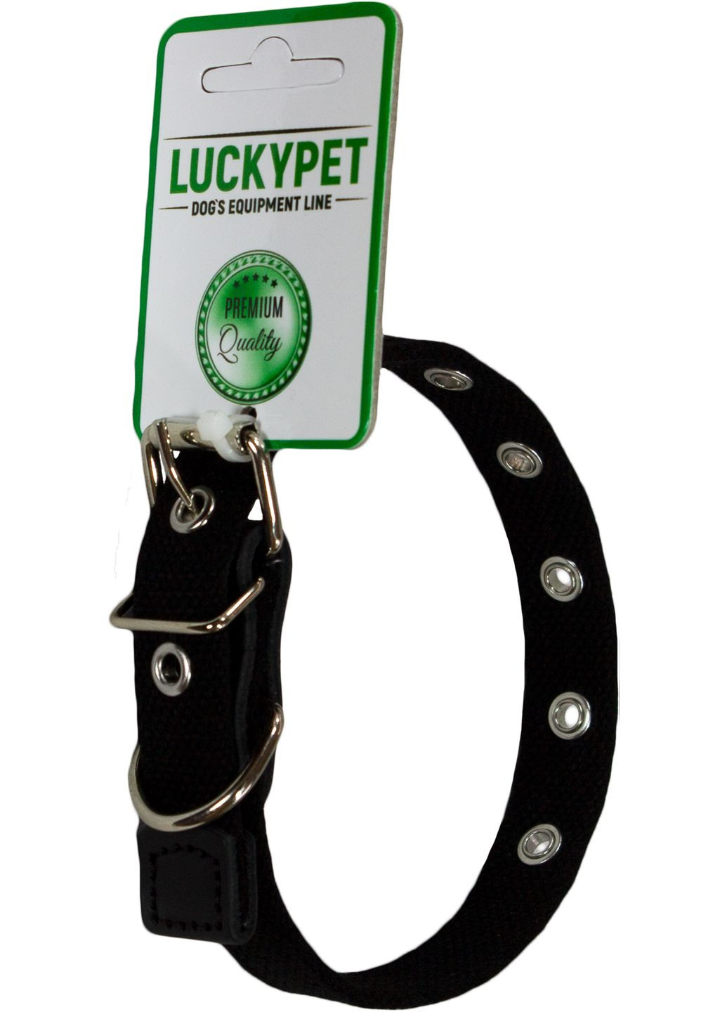 Ошейник брезентовый одинарный с кожей 2.0/17-36 см Черный (4820224214610) Lucky Pet (322328770)