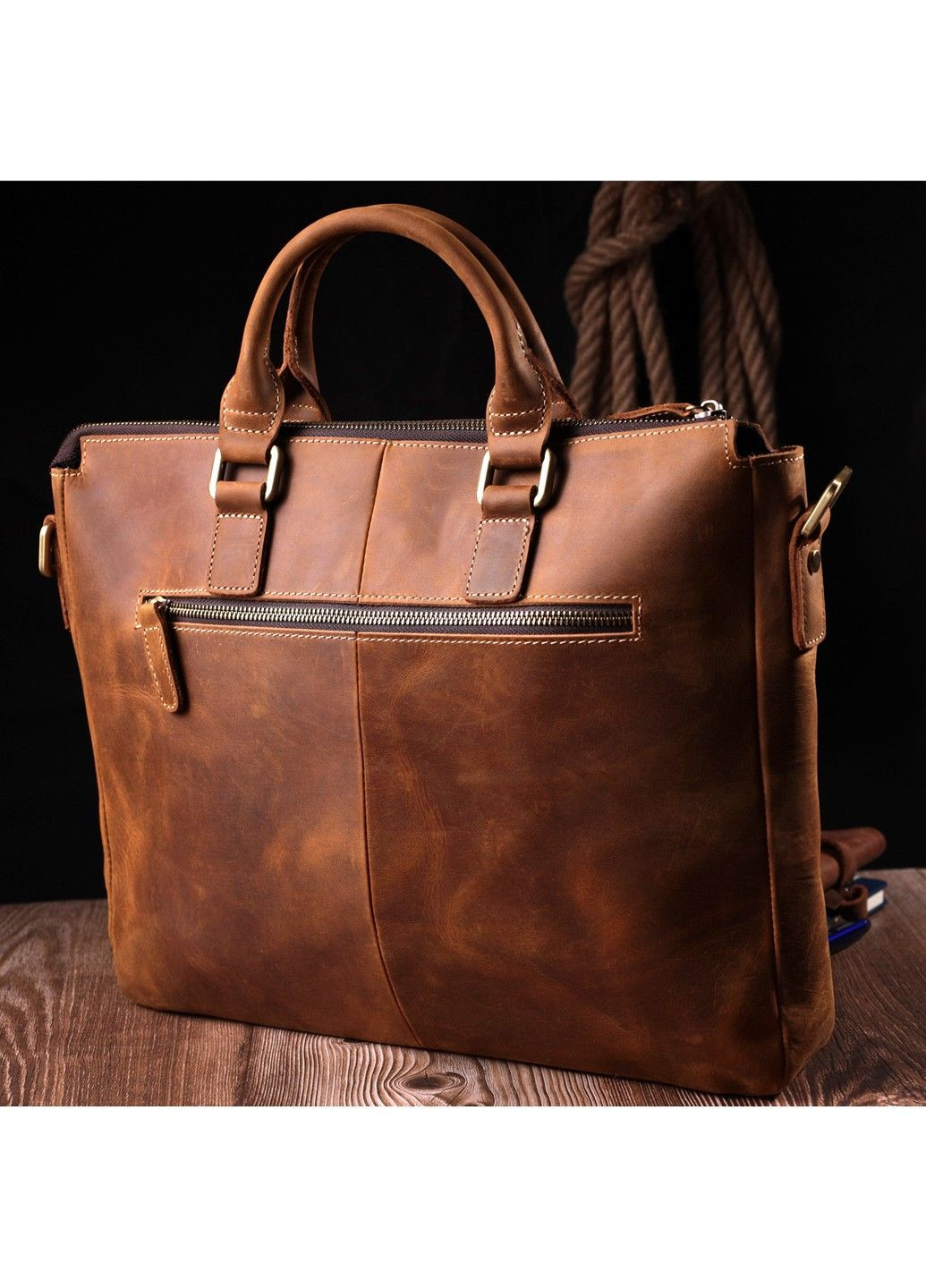 Стильный портфель в винтажном стиле из натуральной кожи 22673 Коричневый Vintage (292920521)