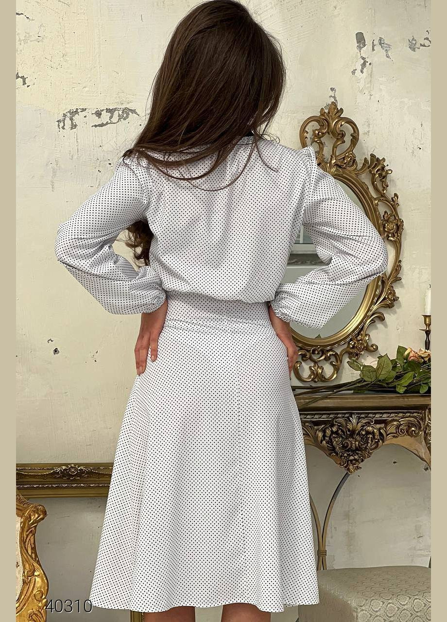 Белое повседневный платье миди в горошек Liton в горошек