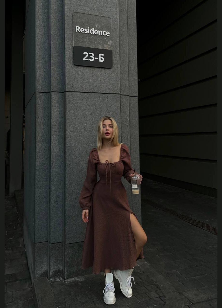 Коричнева повсякденний, кежуал сукня No Brand однотонна