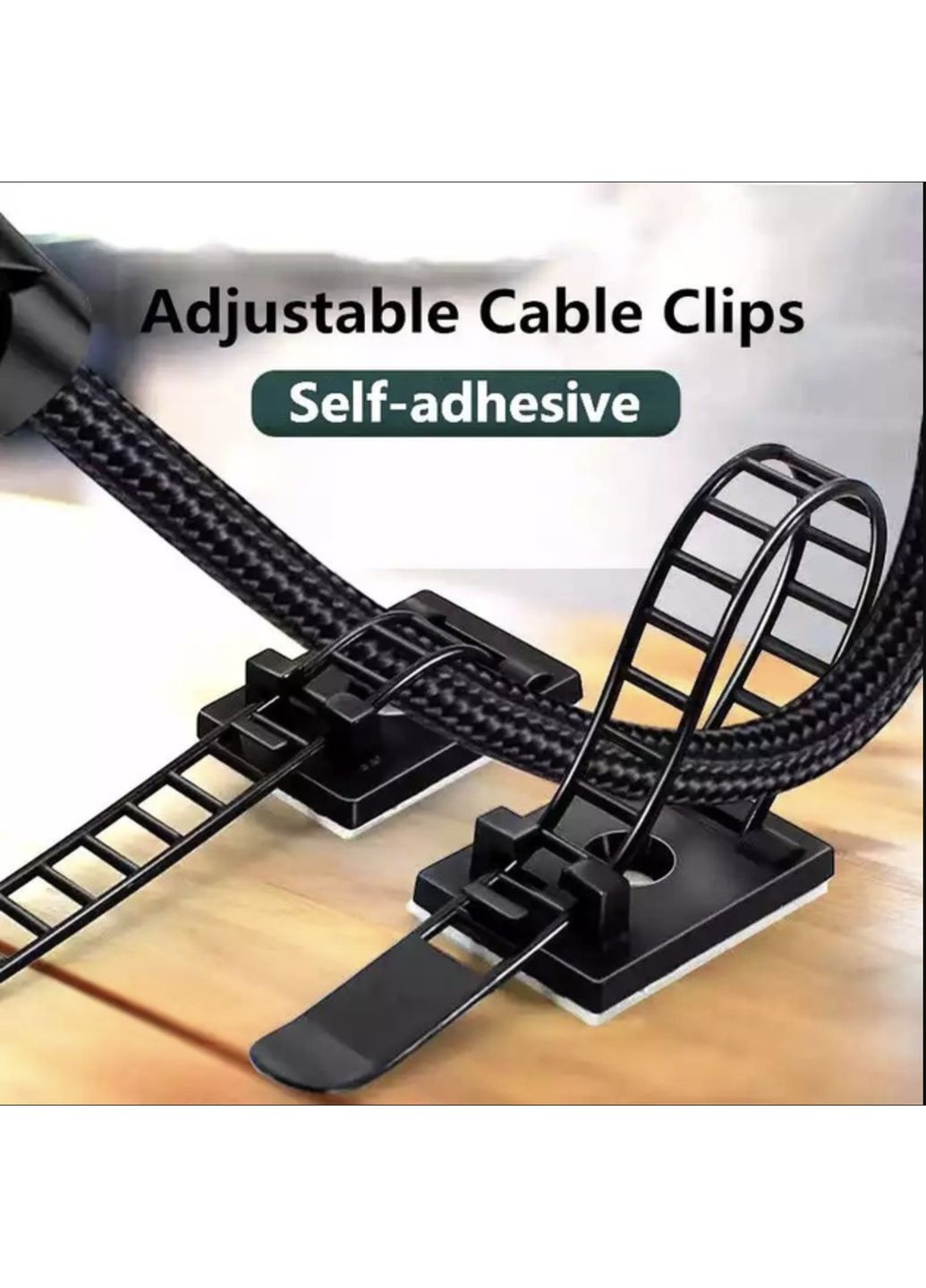 Хомут органайзер Фіксатор кабелю тримач для дроту стяжка самоклеюча 3М стяжка 10 шт SL Чорний OlaN (358934936)