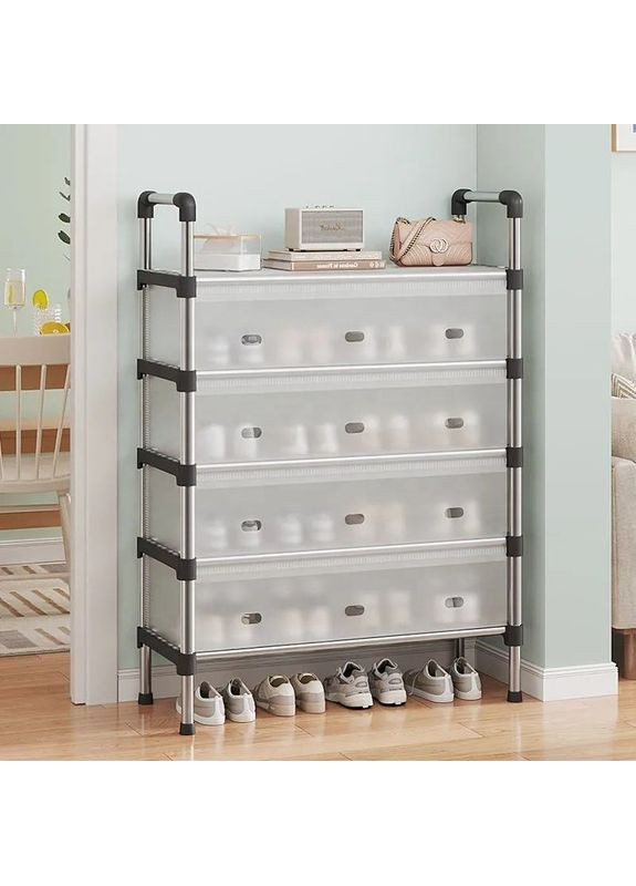 Шафа для взуття на 4 полиці Modern Touch з металу та пластику LS7932 Black No Brand (363115035)