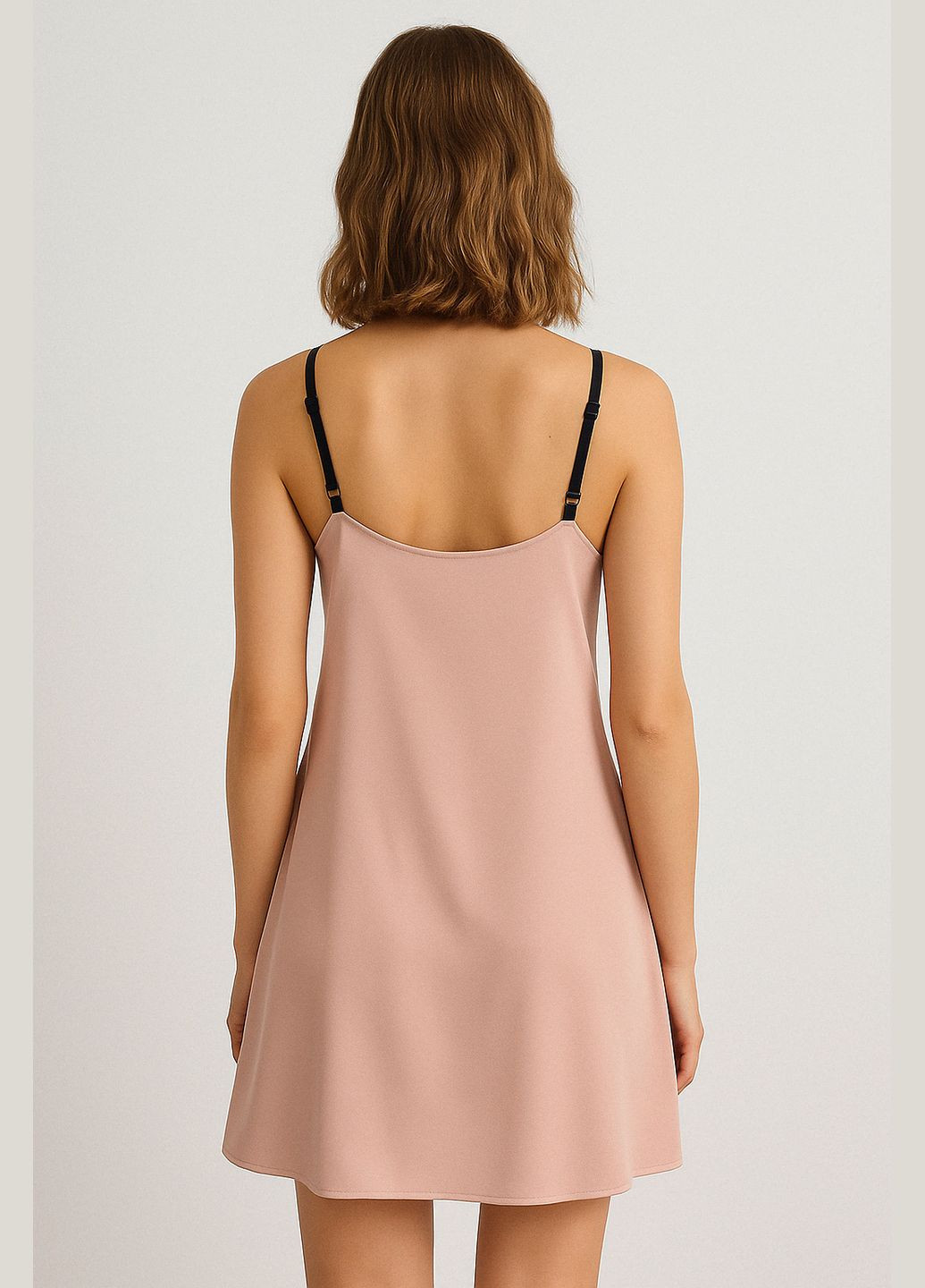 Женская шелковая ночная рубашка персиковая Modashoping (372013199)