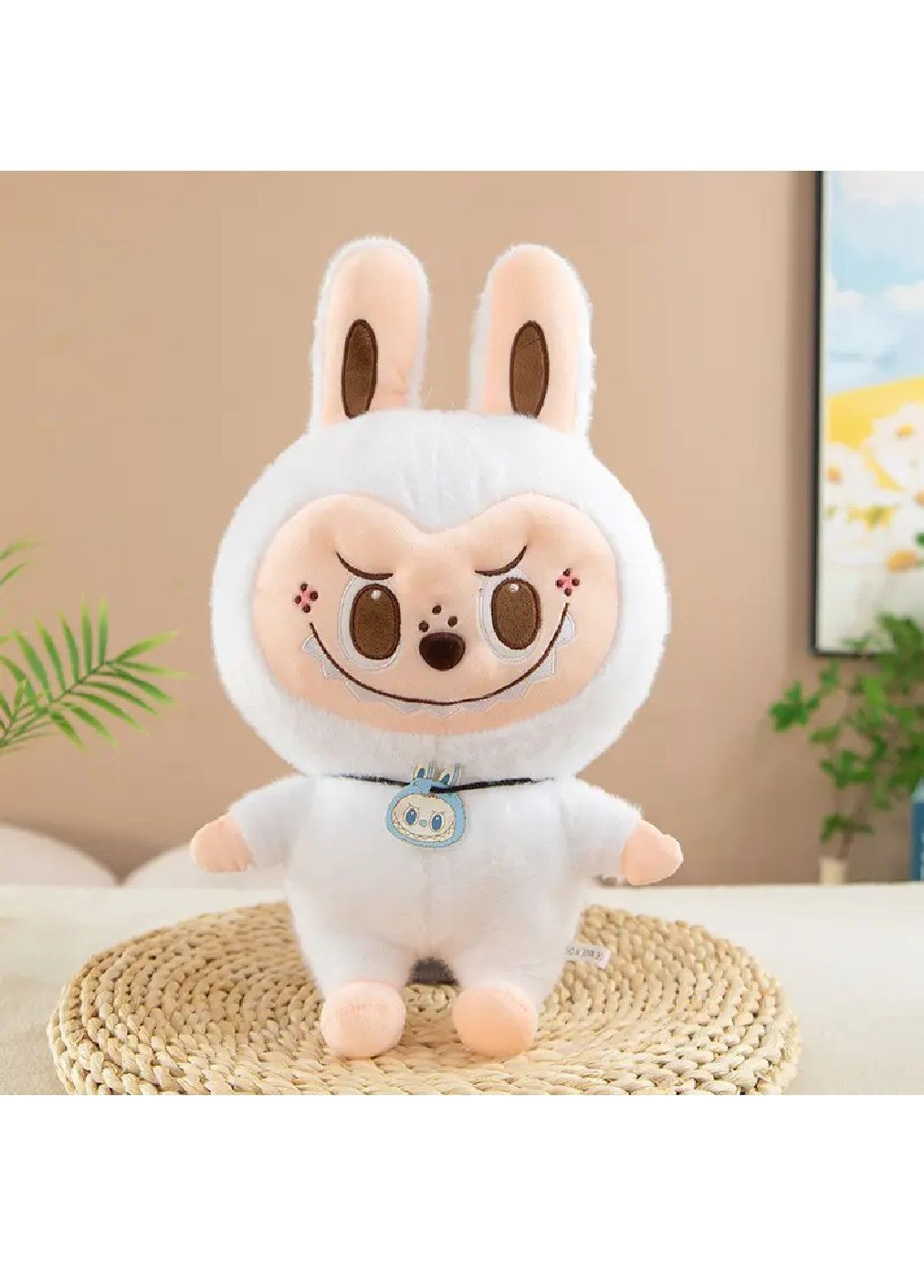 Велика плюшева іграшка-обіймашка подушка Лабубу для дітей дівчаток хлопчиків від 3 років 45 см (481972-Prob) Біла Unbranded (369239150)