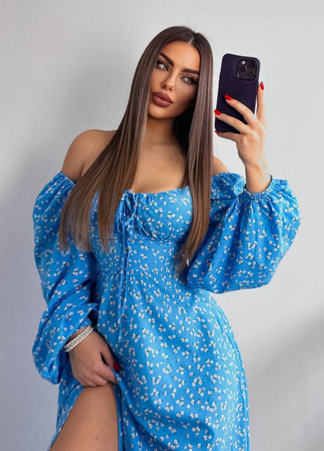 Летний женский женский сарафан из софт ткани с принтом цветочным и рукавами фонарик Tik-Tak в цветочек