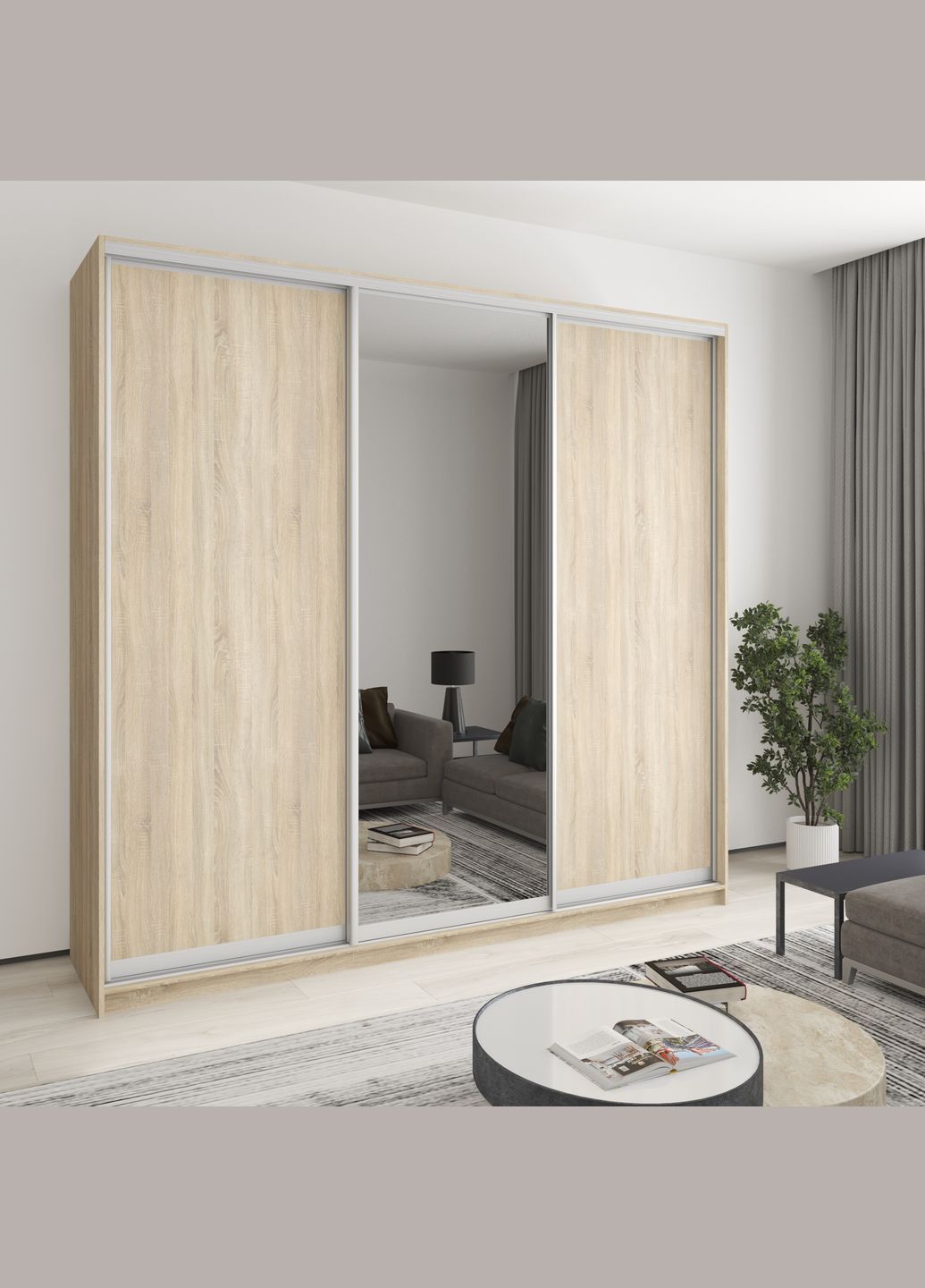 Шафа-купе тридверна Комбо AL 2ДСП/Дзеркало 250x45x240 см (MBS-2125) MebelStar (346288733)