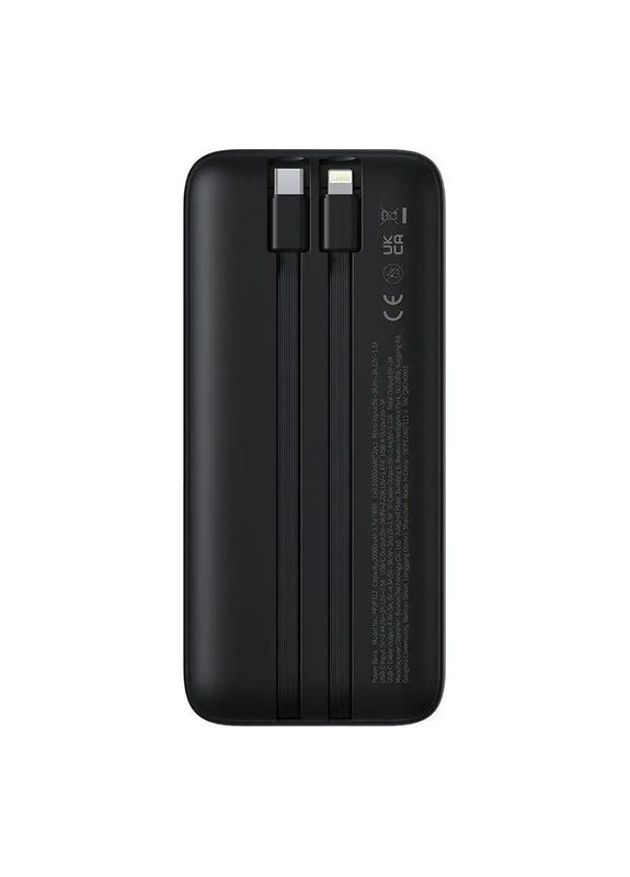 Павербанк Lipow 20000 mah 22.5 Вт Dual‑Cable Power Bank з 2 вбудованими кабелями Type-C і Lightning та швидкою зарядкою УМБ Baseus (370872795)