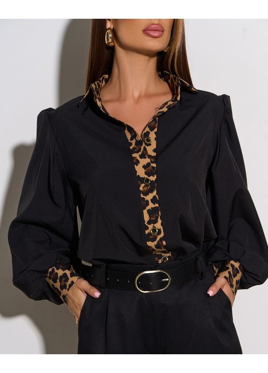Сорочка з об'ємними рукавами та анімалістичними вставками ISSA PLUS (360956929)
