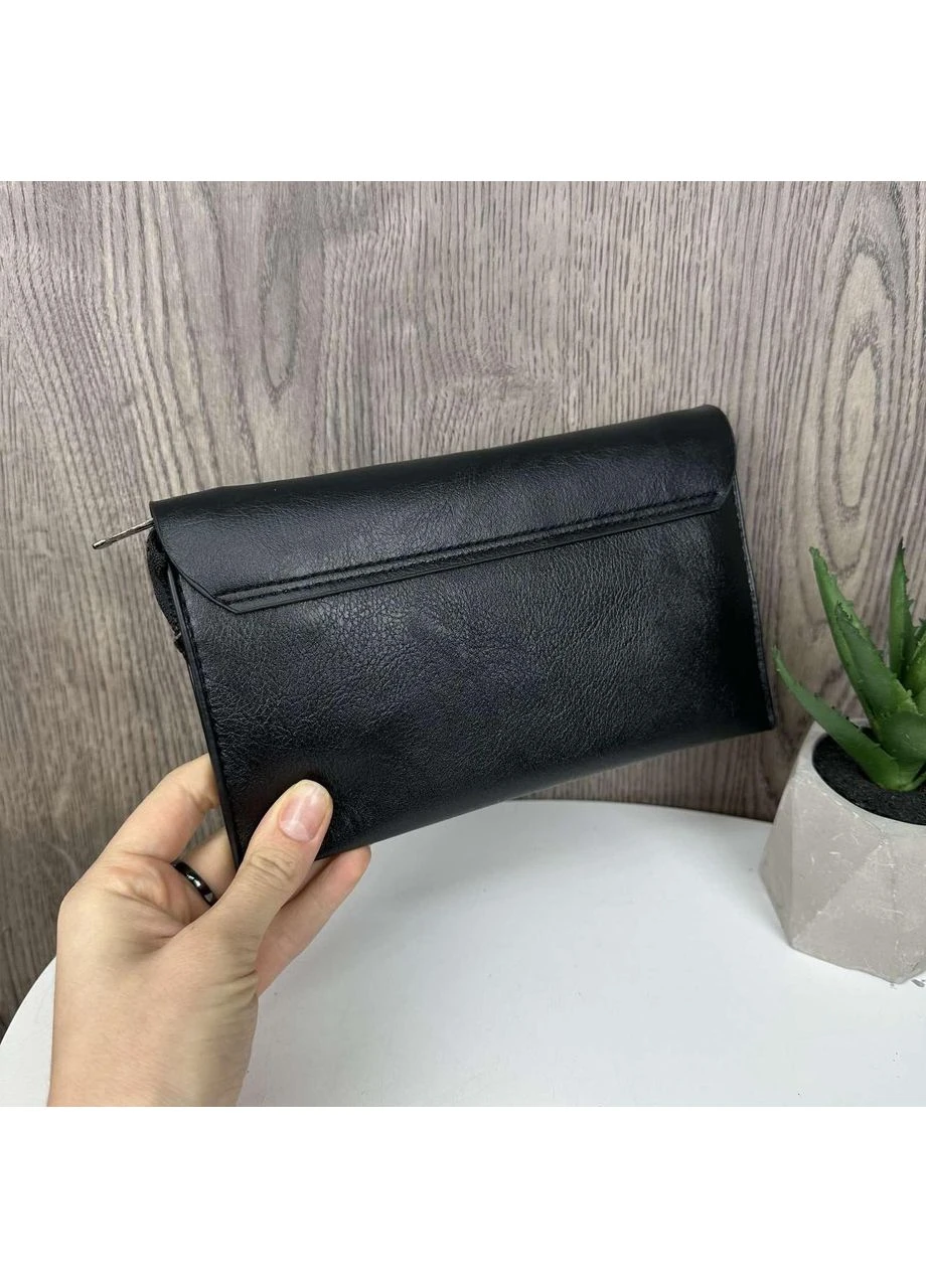 Кошелек клатч мужской на молнии с магнитами из экокожи черный No Brand (351536869)