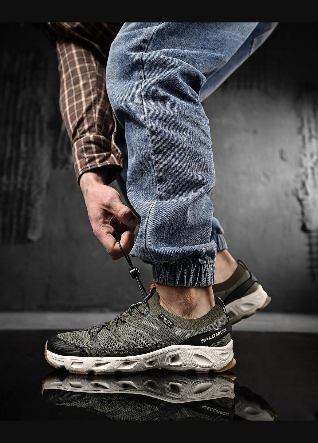 Хакі Літні чоловічі літні кросівки сіра сітка No Brand