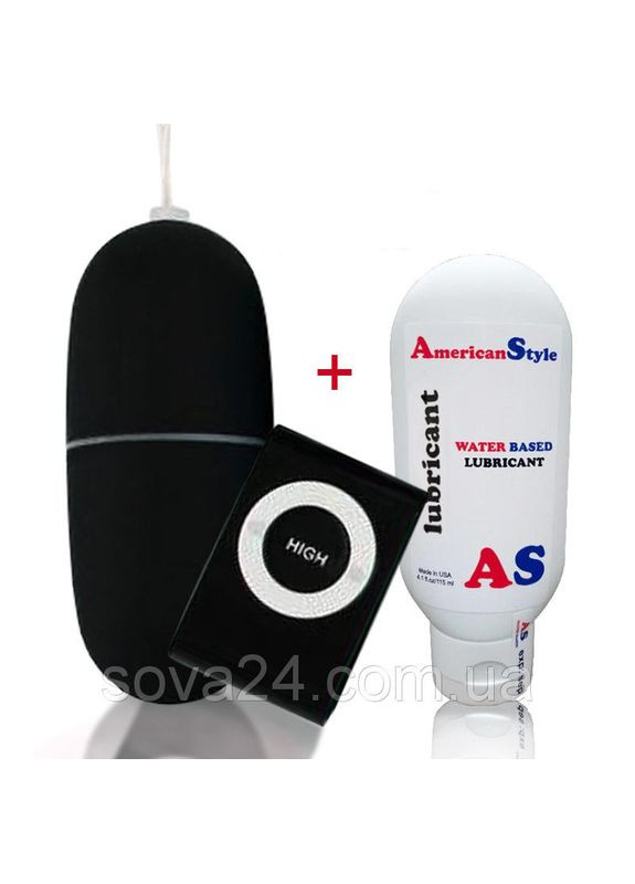 Виброяйцо черное беспроводное с лубрикантом вагинальным без запаха 20 режимов 7.2*3 см No Brand (340914353)