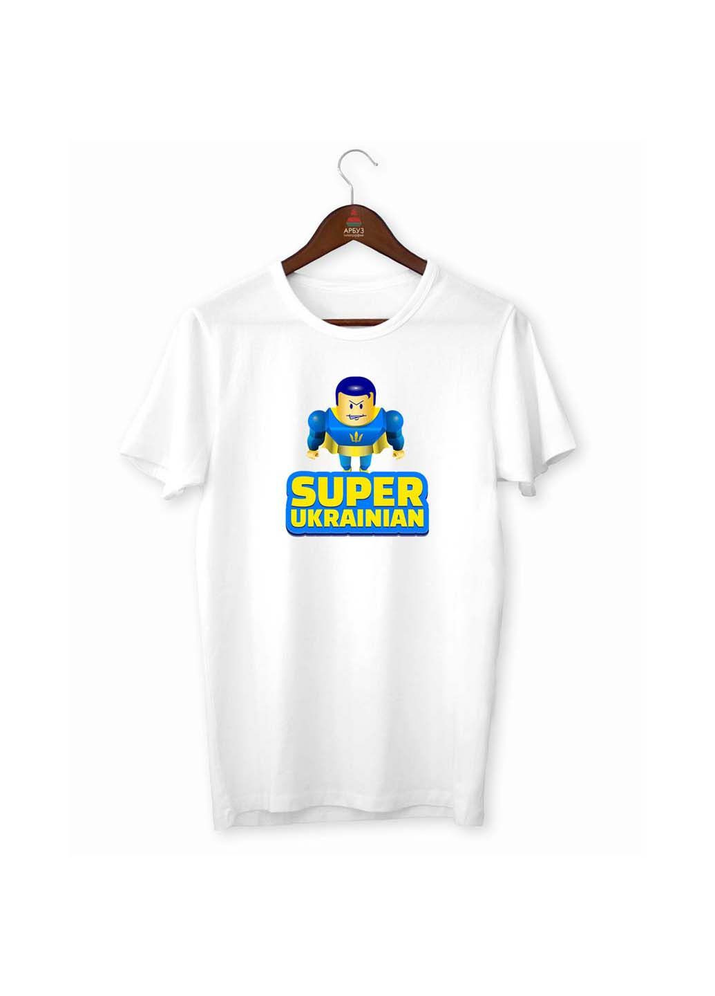 Біла футболка super ukrainian з коротким рукавом Кавун