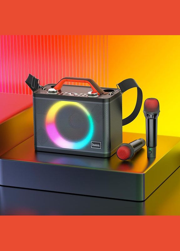 Портативна акустика BS57 Jenny Dual Mic Wireless Karaoke караоке система 2 мікрофони чорна Hoco (284120144)