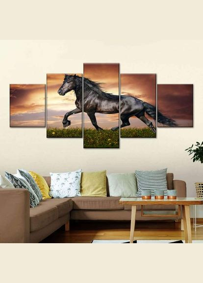 Модульная картина из пяти частей Свободный бег 162x72 см (M5_L_84) Art Studio Shop (379847185)