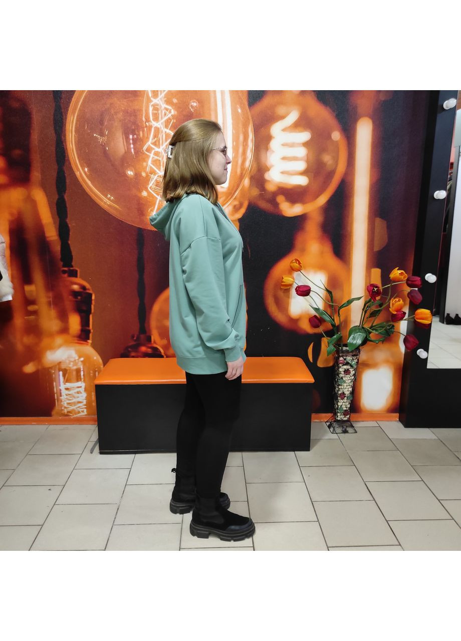 Толстовка жіноча замок капюшон кофта збільшеного розміру 2XL олива AKSAN (363053888)