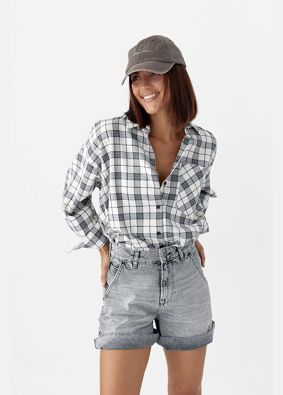 Жіноча сорочка в клітку з кишенею Lurex (343277271)