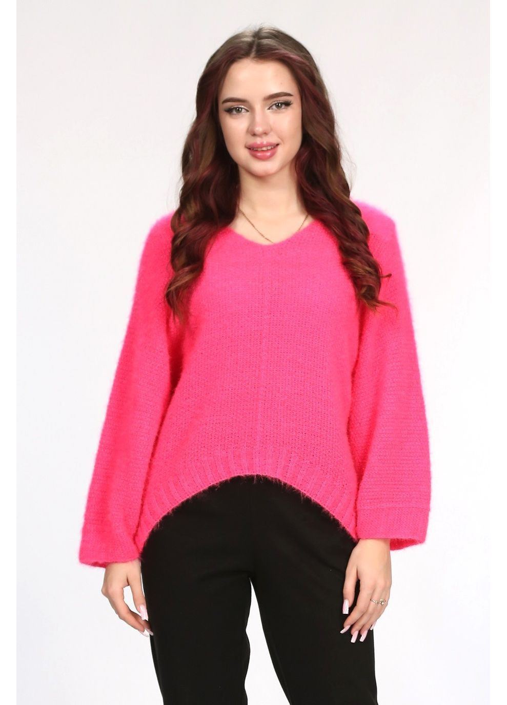 Малиновый демисезонный свитер женский 99047 вязка малиновый Актуаль