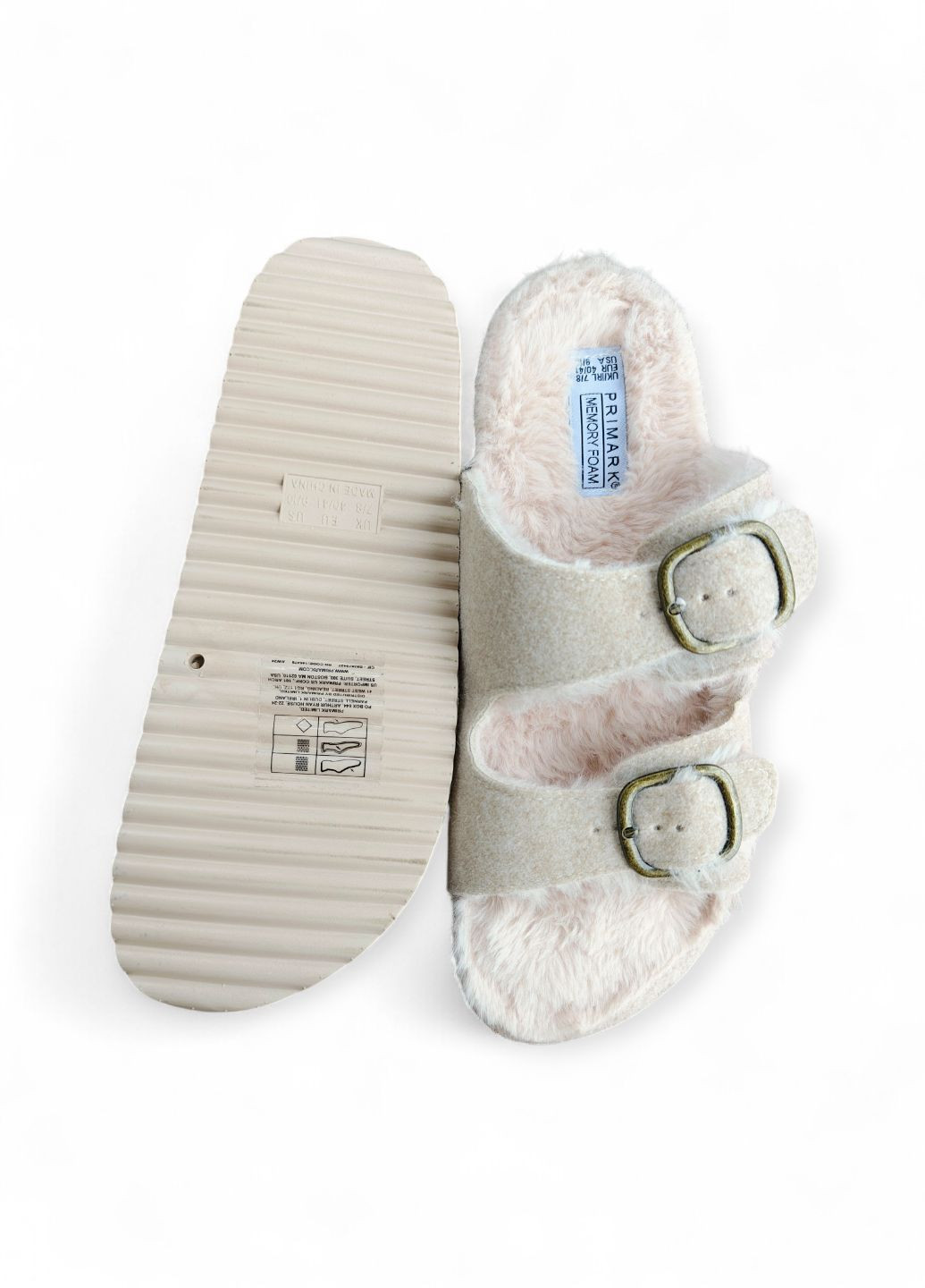 Бежевые плоские шлепанцы с пряжами женские memory foam slipper с эффектом памяти коричневые (7967) Primark
