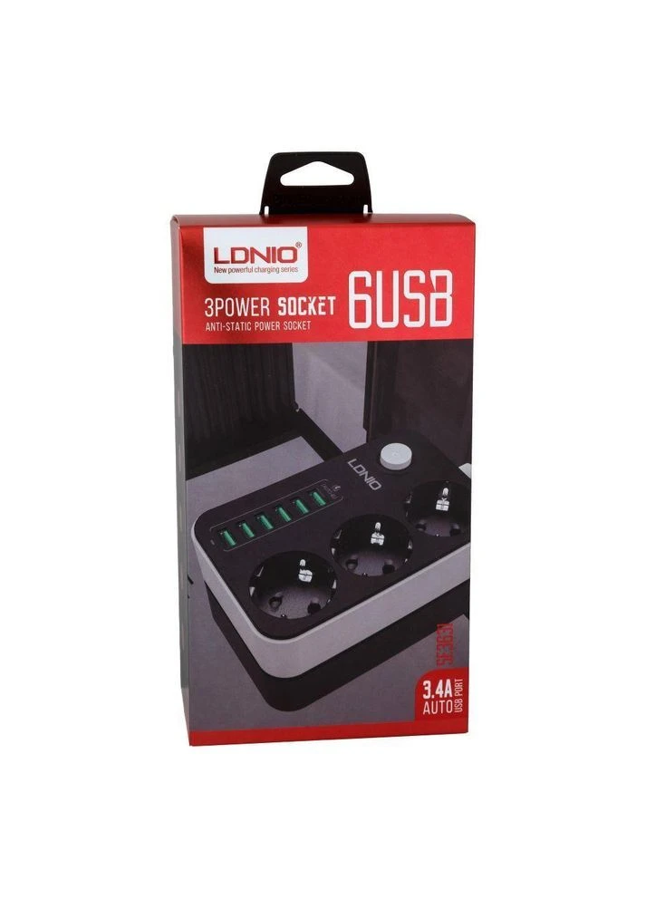 Сетевой Удлинитель SE3631 6USB 3.4A / 3 Socket Черный Ldnio (388893392)