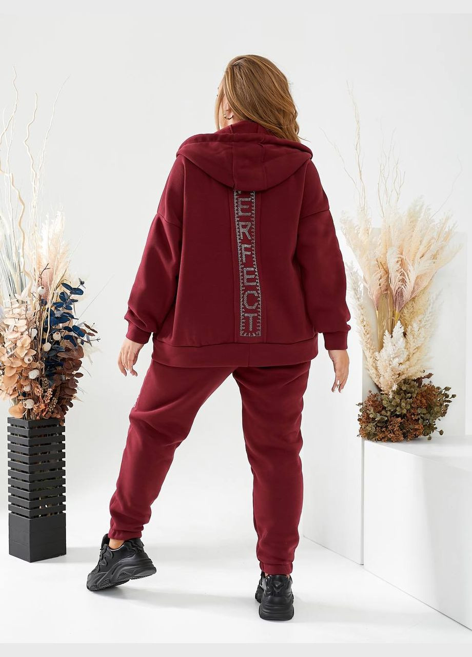 Теплий жіночий костюм на флісі колір бордо New Trend (304649712)