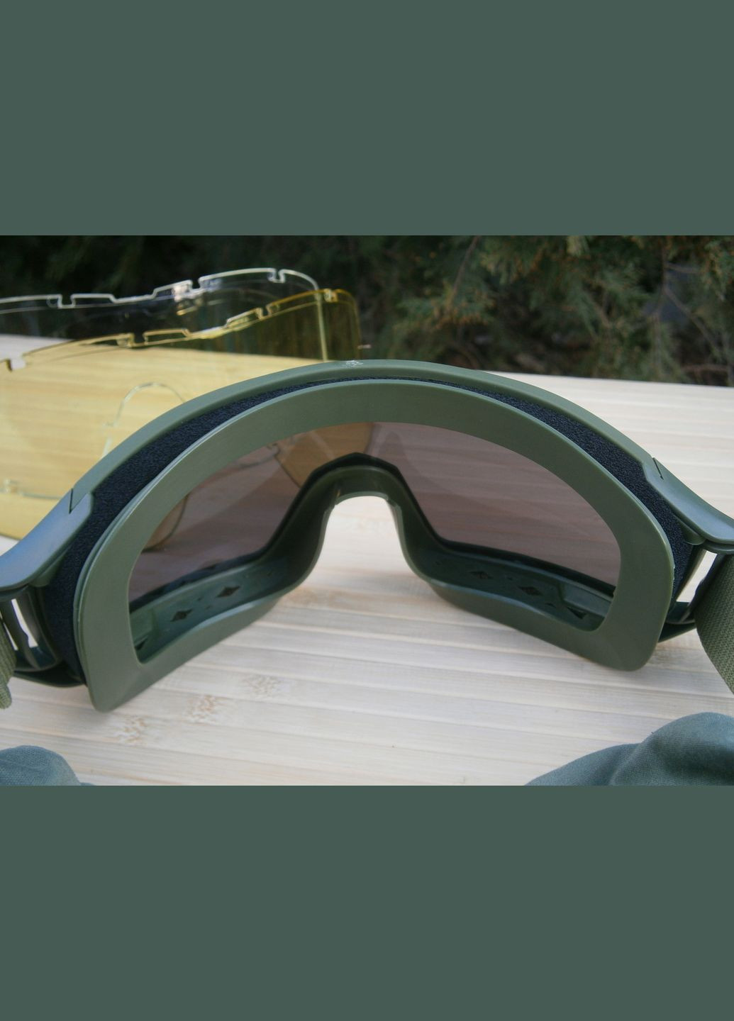 Захисні тактичні окуляри-маска Тactic Olive зі змінним склом No Brand (301025980)