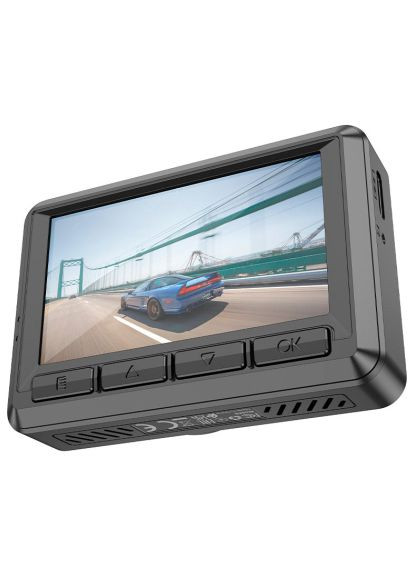 Відеореєстратор DV3 Driving recorder with display dual-channel Black (6942007608183) Hoco DV3 Driving recorder with display dual-channel Bla (369879214)