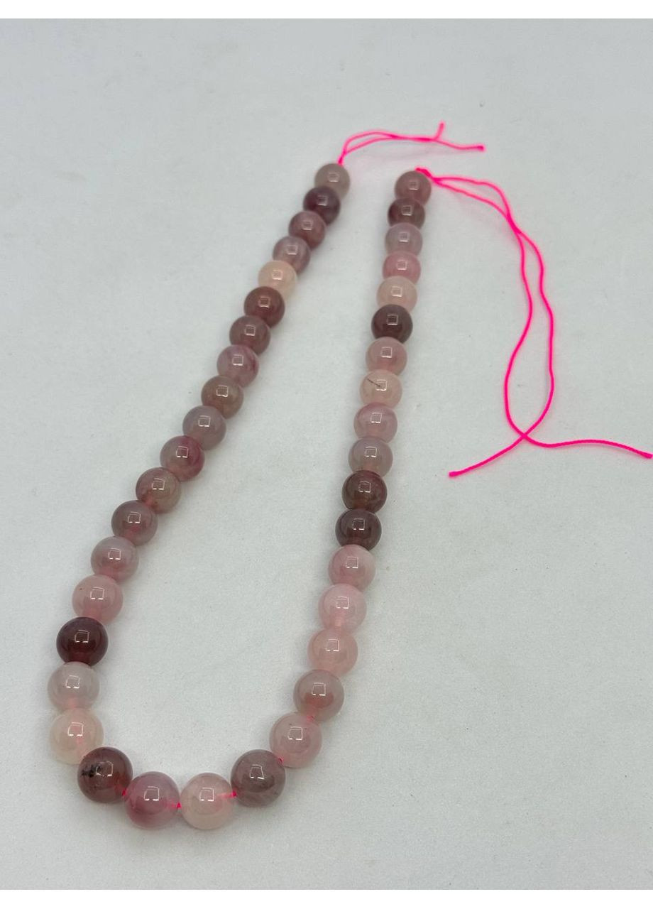 Агат на нитці без застібки 10 мм 40 см Рожевий No Brand (372468073)
