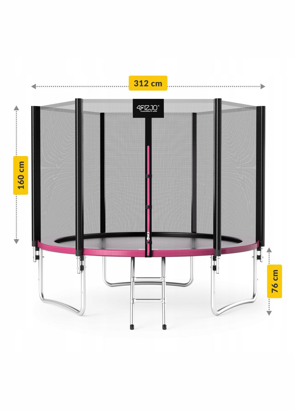 Батут із зовнішньою сіткою Classic 10FT 312 см Black/Pink () 4FIZJO P-5907739314567 (324264720)