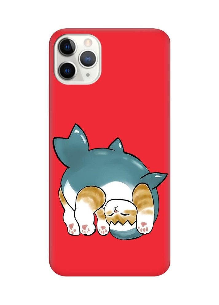 Матовий червоний чохол на iPhone 11 Pro Max (6.5):: Котик акула (принт 378) Creative (360704709)