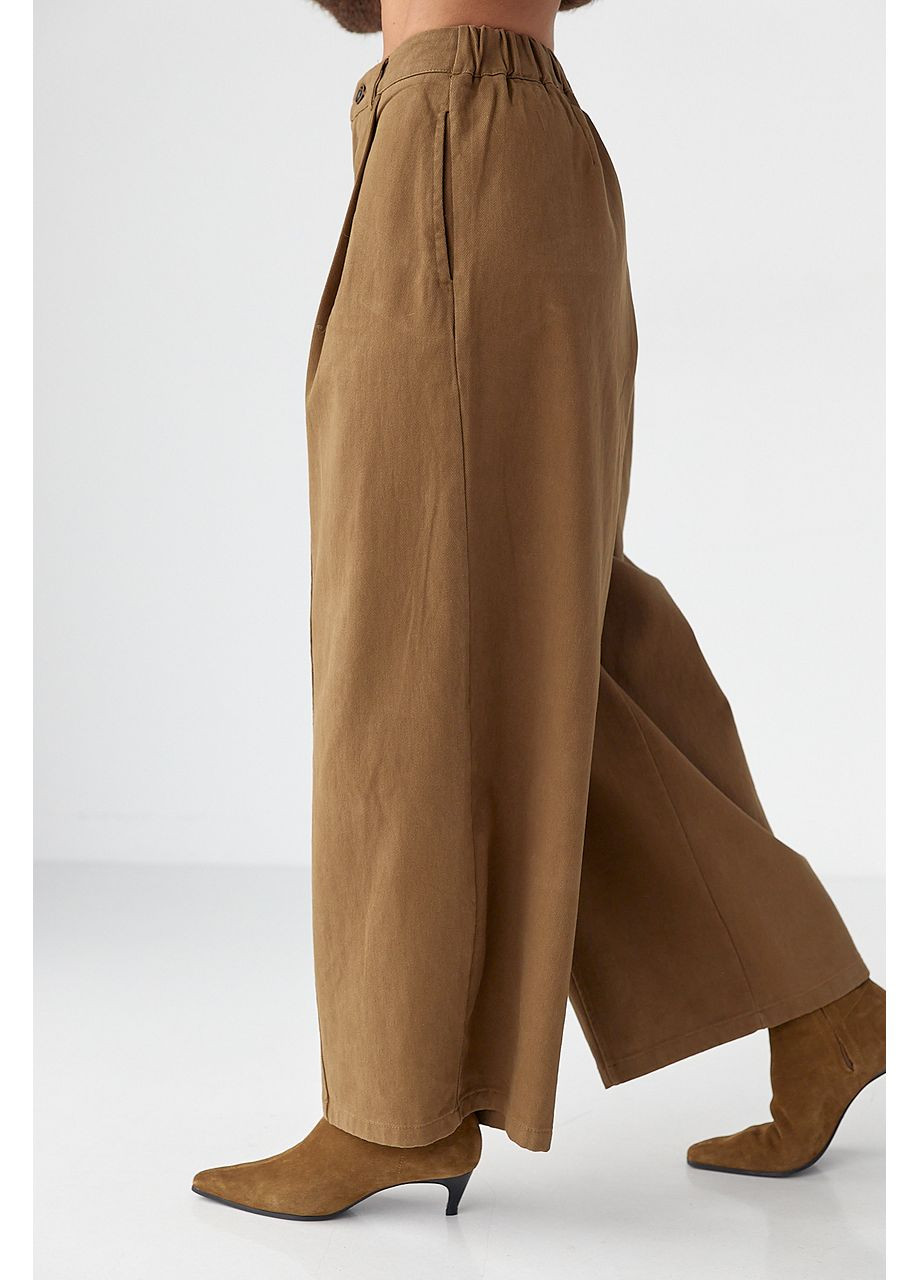 Котонові штани-палаццо зі складками Lurex (370395939)