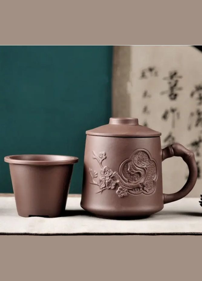 Чашка ісин "Квітка сливи" із ситом коричнева 400мл 590г 9200238 Tea Star (285119960)
