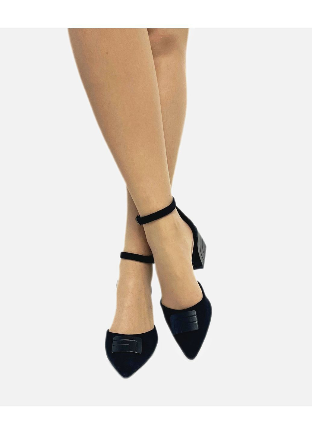 L&M Туфлі жіночі чорні туфлі-човники чорний з штучна замша, — літо (373195465)