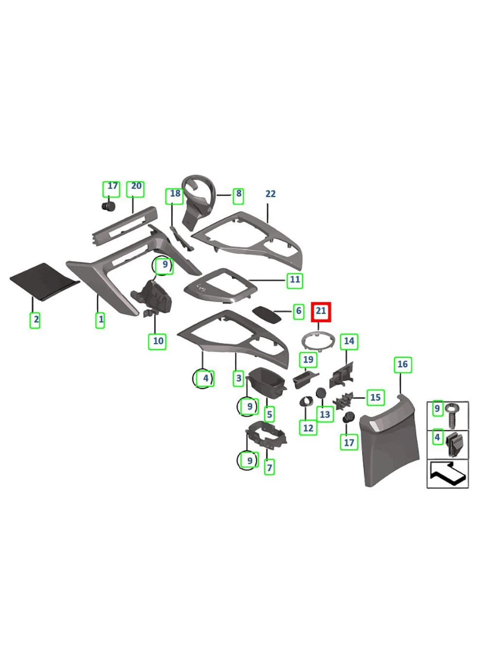 Ободок для подстаканника в консоль (возоле ручка) X1 E84 2014г. 51169252902 BMW (370610930)