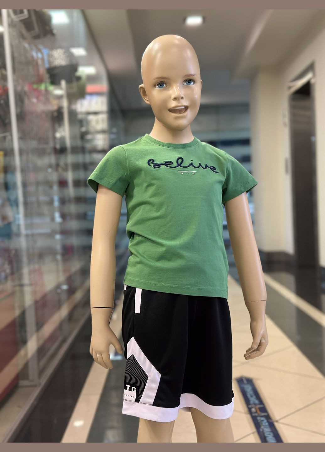 Костюм для хлопчика STG248-STG202 шорти чорно-білі + футболка зелена Street Gang (332184489)