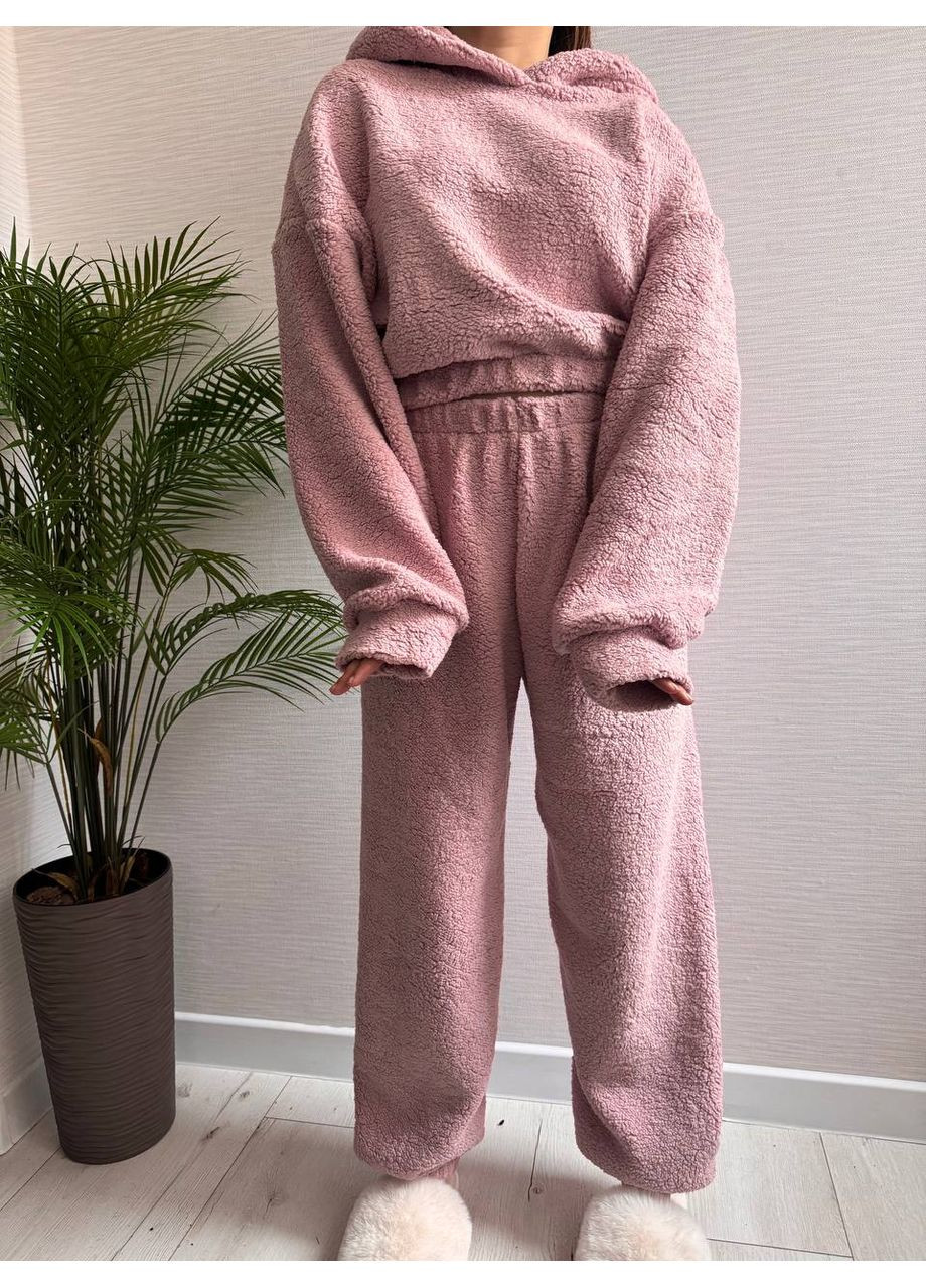 Пудрова всесезон плюшева піжама з вушками — заміри в описі кофта + брюки GD/GL Модний простір