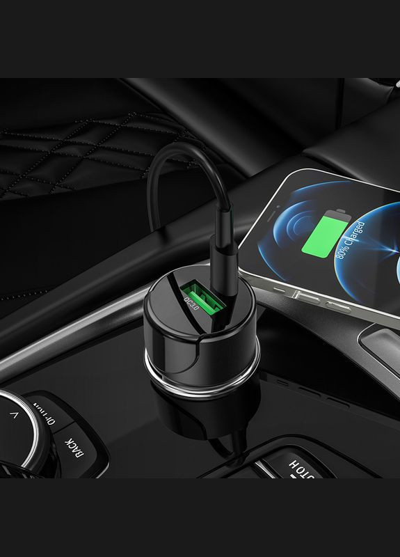 Адаптер автомобільний Light road dual port digital display car charger Z42 Hoco (283022531)