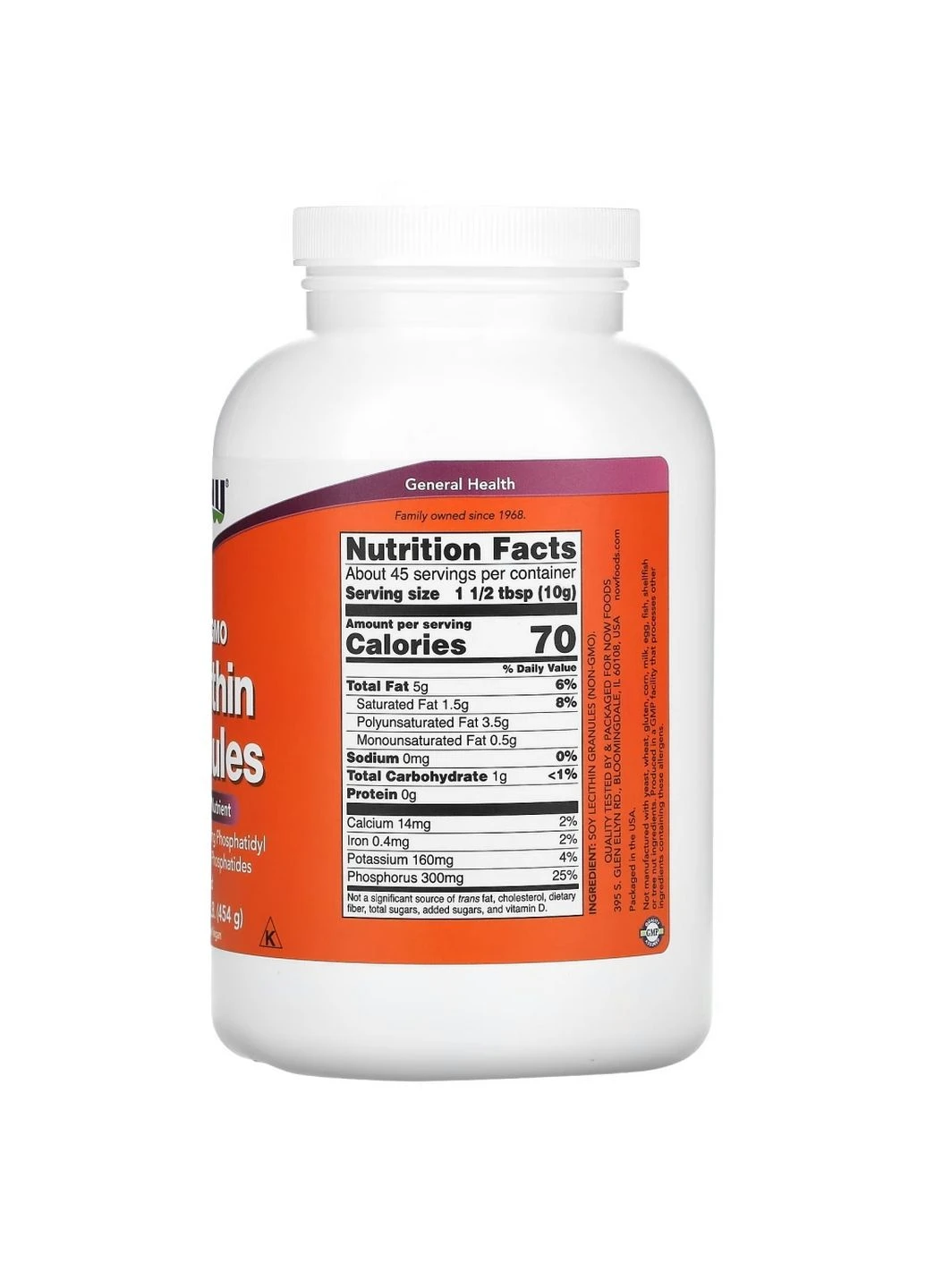 Натуральна добавка Lecithin Granules, 454 грам Now (293340566)