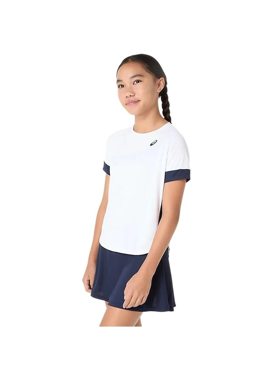 Футболка для тенісу дитяча біло-темно-синя 2044A045-101 Asics GIRLS TENNIS SS TOP (402501259)