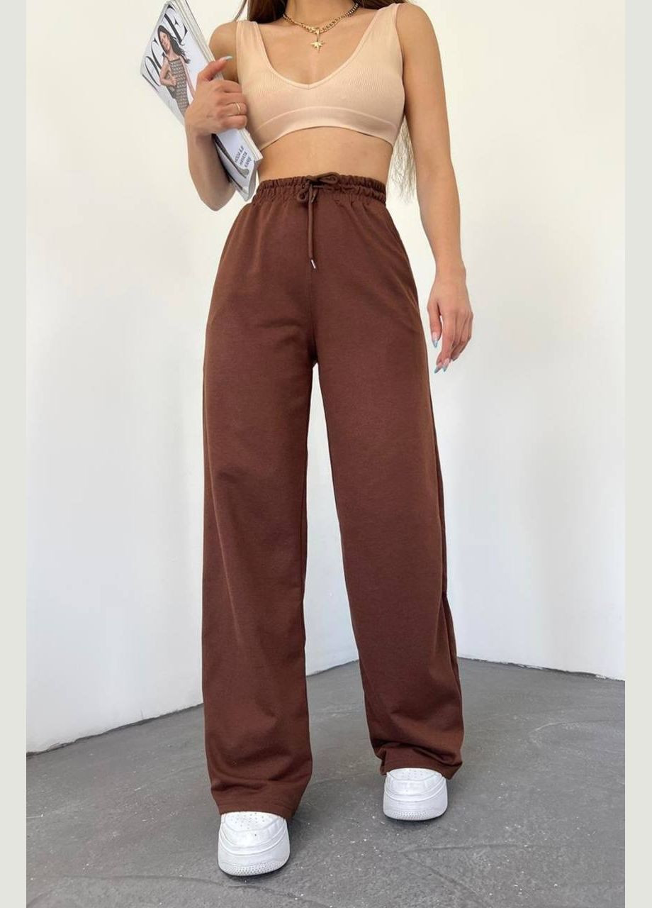 Штани крою "кюлот" жіночі шоколадні, з високою посадкою, повсякденні, стильні та комфортні No Brand 1479-3 (322827263)