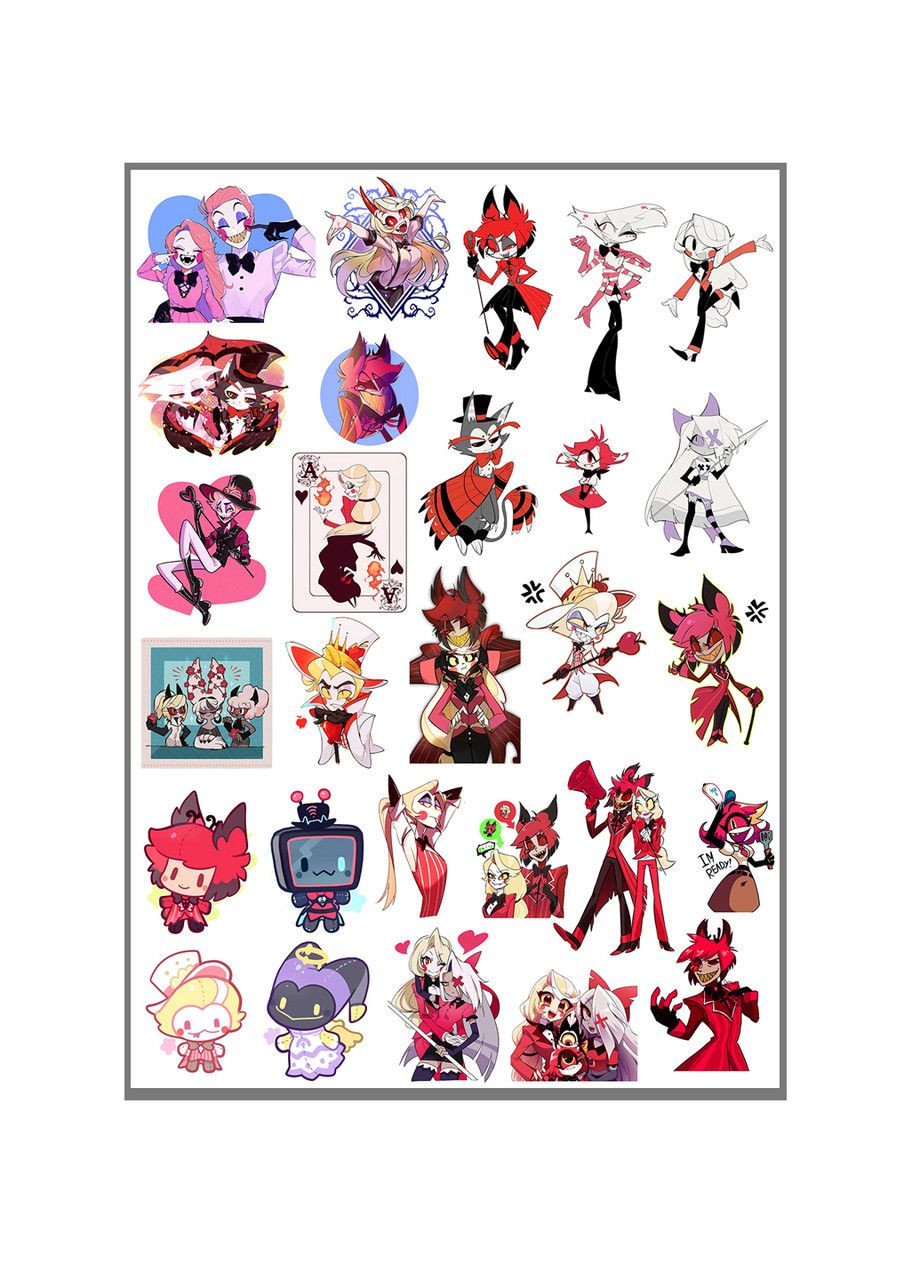 Стікери наклейки Готель Газбін Hazbin Hotel А3 аркуш (stik_296) No Brand (369608633)