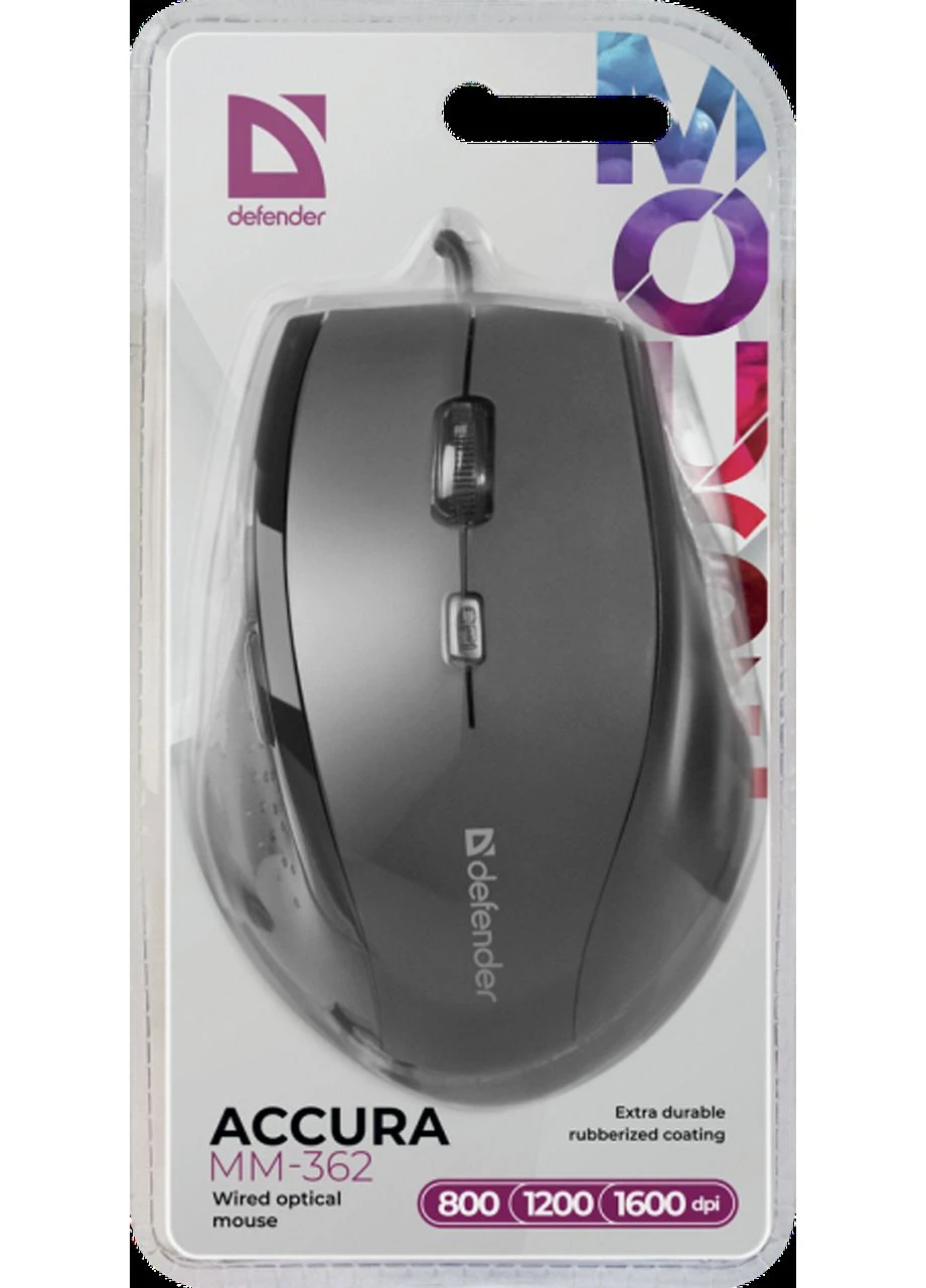Мишка Accura MM-362, 6кн., 1600 dpi, чорна Defender (390194117)