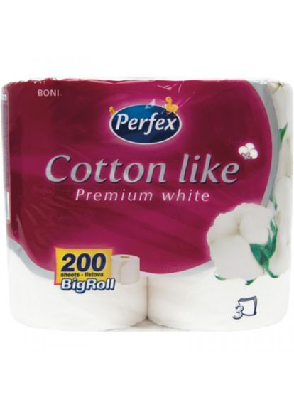 Туалетний папір Perfex cotton like premium white 3 шари 4 рулони (268146768)