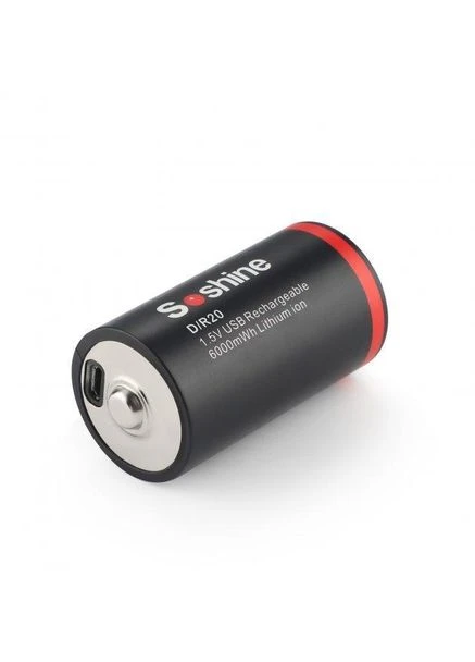 Аккумулятор D-1.5-6000USB, D/LR20, Li-Ion 1.5V, microUSB, 6000mWh, 2.2A Soshine (370623691)