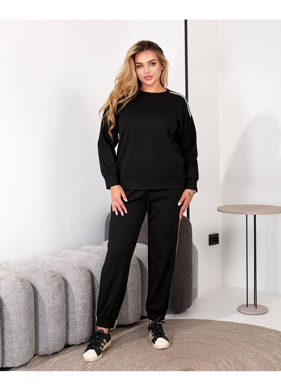 Жіночий спортивний костюм з лампасами зі стразів "Вафельний блиск" | Розмірна сітка в описі Vione (367076919)