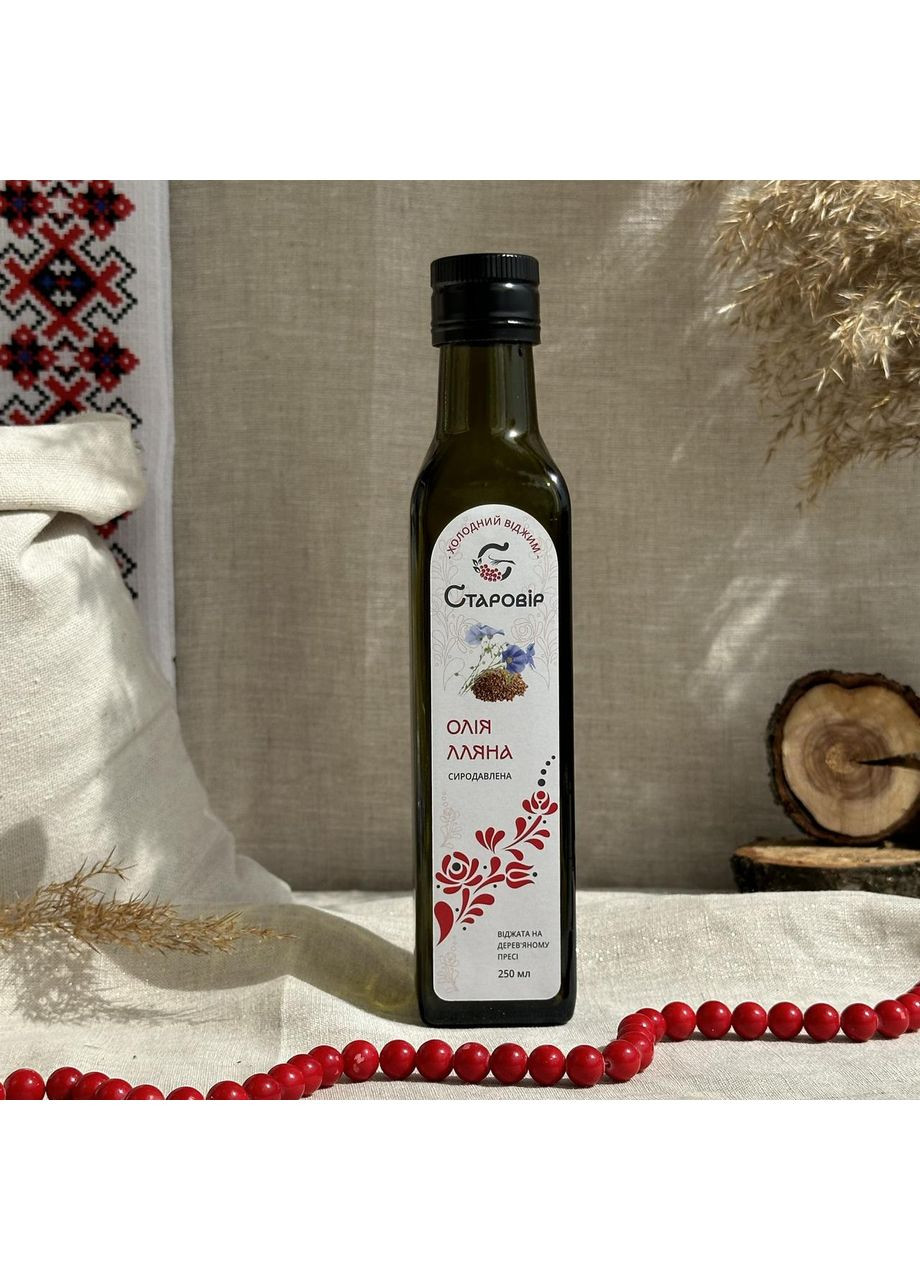 Масло льняное сыродавленное, холодный отжим, “ ”, 250 мл Старовір (373429751)