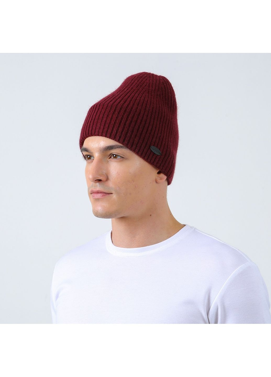 Шапка біні чоловіча вовна бордова ЯРЕМА 676-039 LuckyLOOK 676-039М (351902690)