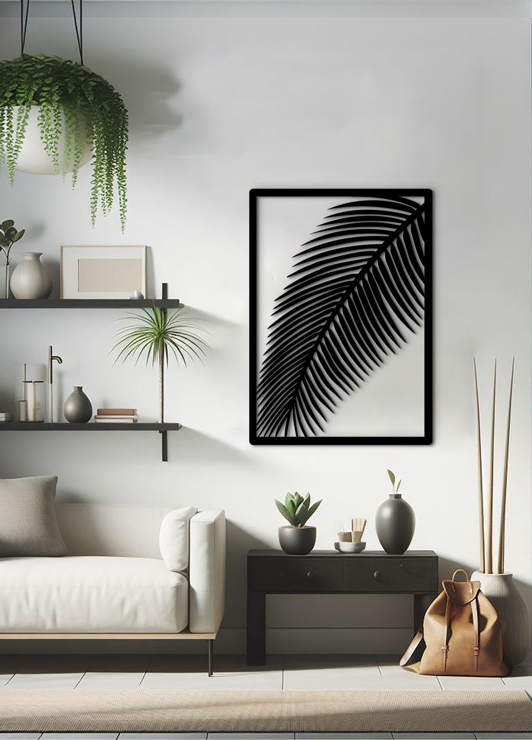 Настенный декор для дома, картина лофт "Пальмовий лист", декоративное панно 35х25 см Woodyard (292113162)