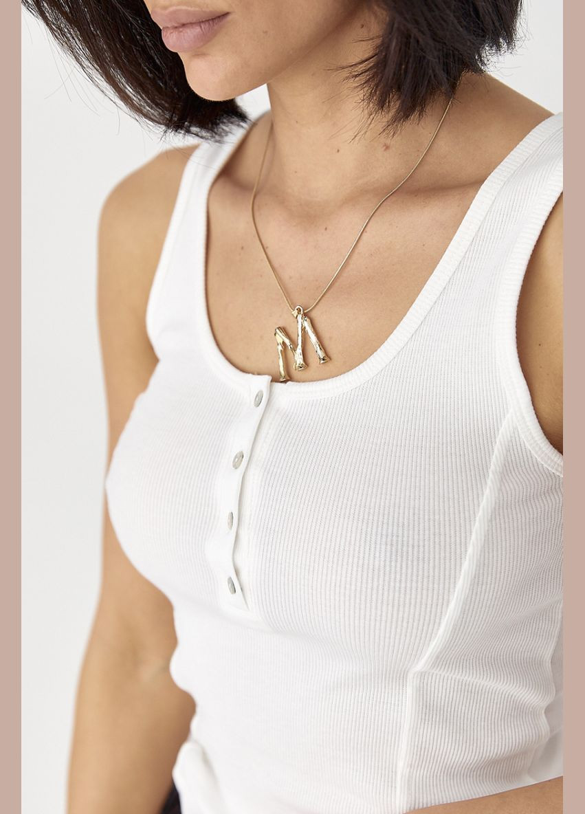 Майка приталена в рубчик з декоративними швами Lurex — 327088181