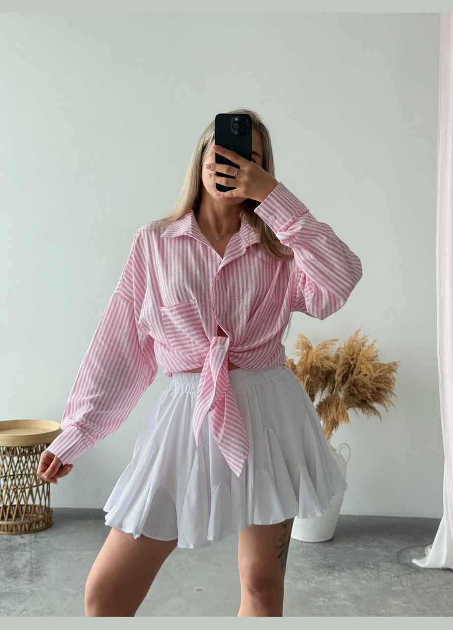 Розовая кэжуал рубашка в полоску Adelante с длинным рукавом