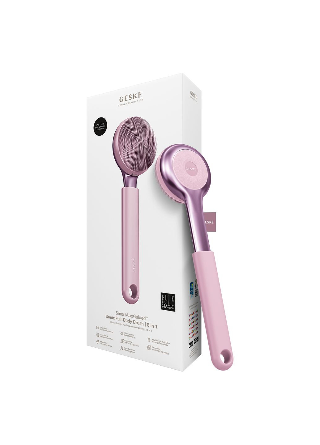 Ультразвуковая щетка для всего тела Sonic Full-Body Brush&Intensive Exfoliator 8в1 pink GESKE (341526158)